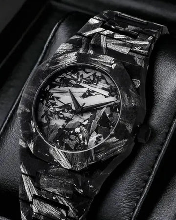 1 Pcs Men's Carbon Fiber New Design Arabic Aura Watch With Free Box