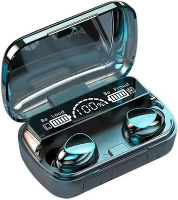 Black Noise-Cancelling Bluetooth Earbuds with Charging Case
