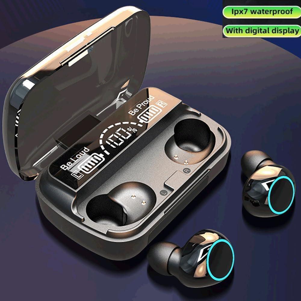 Black Noise-Cancelling Bluetooth Earbuds with Charging Case